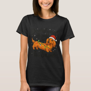 Langhaar-Dachshund durch Schnee Weihnachts-Pyjama T-Shirt
