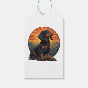 Langhaar-Dachshund Haustierliebhaber Retro Vintage Geschenkanhänger