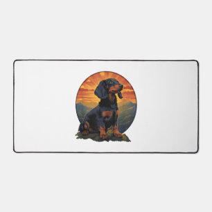 Langhaar-Dachshund Haustierliebhaber Retro Vintage Schreibtischunterlage