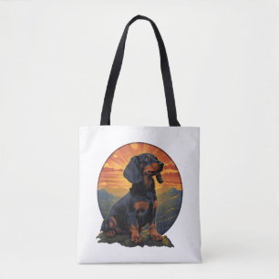 Langhaar-Dachshund Haustierliebhaber Retro Vintage Tasche