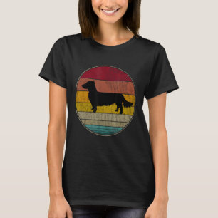 Langhaar-Dachshund-Hund-Silhouette Haustierliebhab T-Shirt