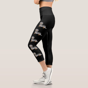 Langhaar-Dachshund-Hunde mit Schwarz und Tan-Dappl Capri Leggings