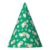 Langhaar-Dachshund in Creme Partyhütchen (Rückseite)