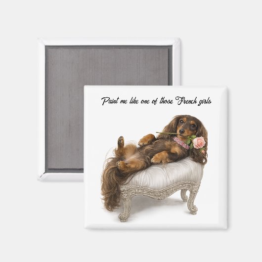 Langhaar-Dachshund Magnet (Vorderseite/Rückseite)
