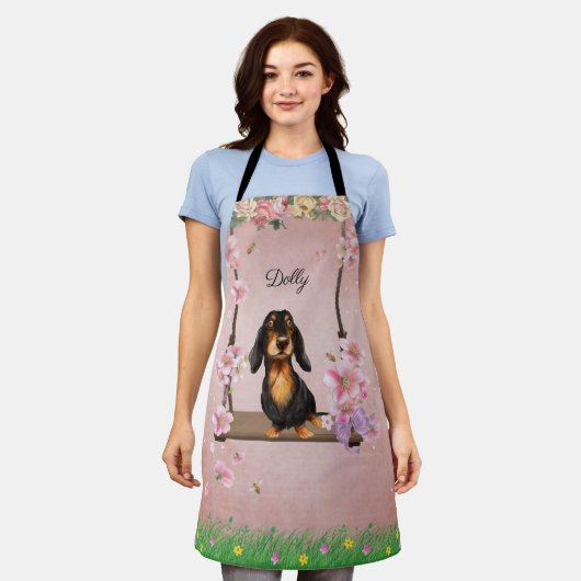 Langhaar-Dachshund-Schürze Schürze (Getragen)