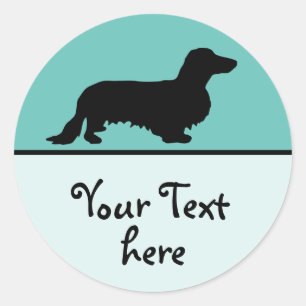 Langhaar-Dachshund - Silhouette 1 Runder Aufkleber