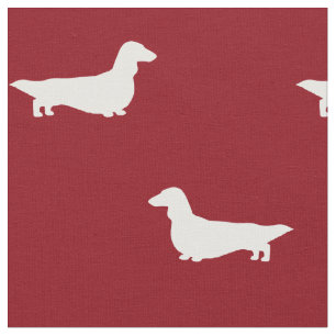 Langhaar-Dachshund-Silhouetten Rot und Weiß Stoff