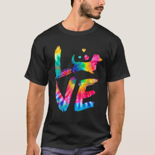 Langhaar-Dachshund Tie Dye Liebe Hund Mama Papa  T-Shirt