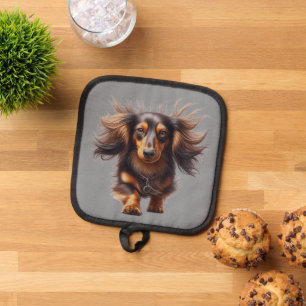 Langhaar-Dachshund Topflappen