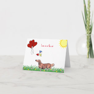 Langhaar-Dachshund Valentinstag  Karte