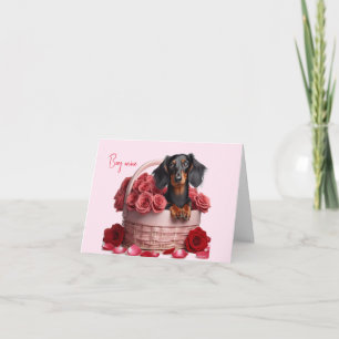 Langhaar-Dachshund-Valentinstagskarte Karte