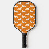 Langhaar Dackel Love Pickleball Orange Pickleball Schläger (Rückseite)