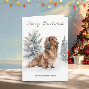 Langhaar-Dackel-Sausage-Hund Frohe Weihnachten