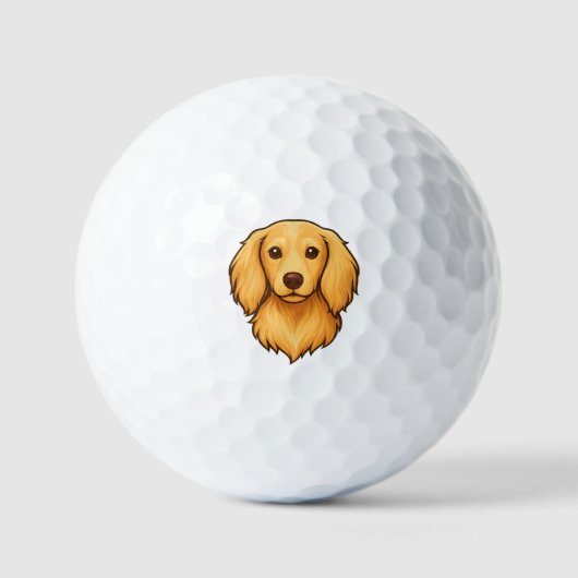 Langhaar-Doxie-Golfbälle Golfball (Vorderseite)