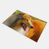 Langhaarcollie. Fußmatte (Schrägansicht)