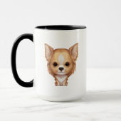 Langhaarige beige und weiße Chihuahua Tasse (Links)
