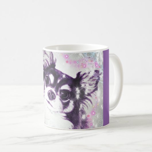 Langhaarige Chihuahua Kaffeetasse (VorderseiteRechts)