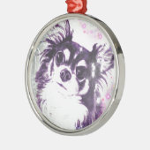 Langhaarige Chihuahua Ornament Aus Metall (Links)