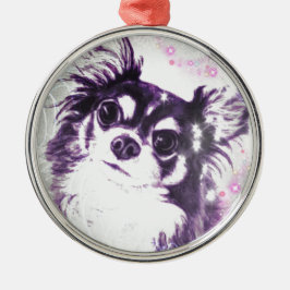 Langhaarige Chihuahua Ornament Aus Metall