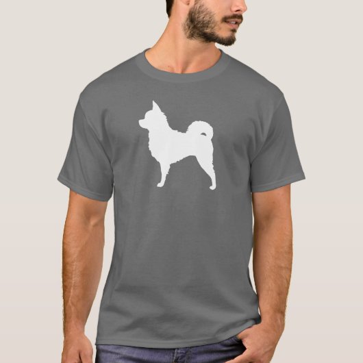 Langhaarige Chihuahua-Silhouette T-Shirt (Vorderseite)
