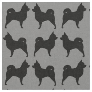 Langhaarige Chihuahua-Silhouetten Grau und Schwarz Stoff