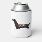 Langhaarige Dackel Bohemische Silhouette Dosenkühler (Kanne Rückseite)