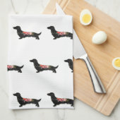 Langhaarige Dackel Bohemische Silhouette Geschirrtuch (Viertel Falte)