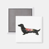 Langhaarige Dackel Bohemische Silhouette Magnet (Vorderseite/Rückseite)