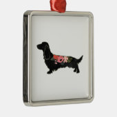 Langhaarige Dackel Bohemische Silhouette Ornament Aus Metall (Rechts)