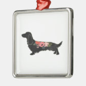 Langhaarige Dackel Bohemische Silhouette Ornament Aus Metall (Links)