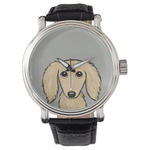 Langhaarige Dackel Cartoon Dackel Hund Armbanduhr