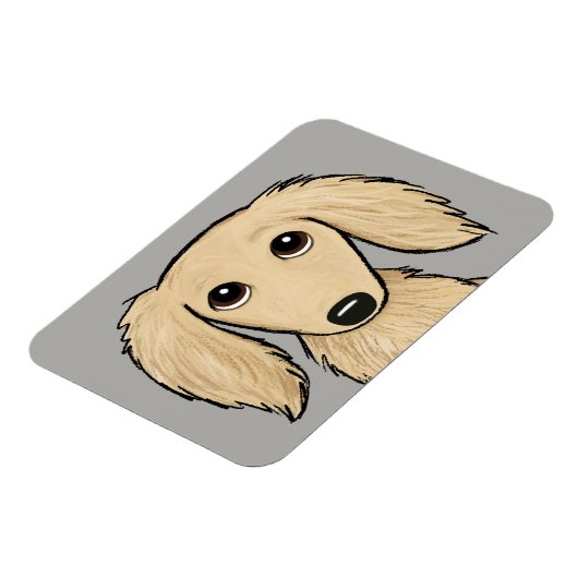 Langhaarige Dackel | Cartoon Dackel Hund Magnet (Linke Seite)