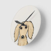 Langhaarige Dackel | Cartoon Dackel Hund Runde Wanduhr (Winkel)