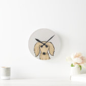 Langhaarige Dackel | Cartoon Dackel Hund Runde Wanduhr (Zuhause)