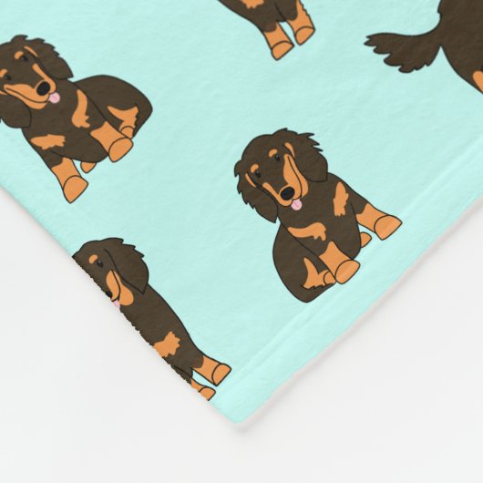 Langhaarige Dackel Fleece Blanket (Ecke)