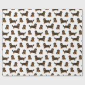 Langhaarige Dackel Geschenkpapier (Flach)