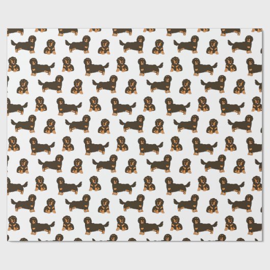 Langhaarige Dackel Geschenkpapier (Flach)