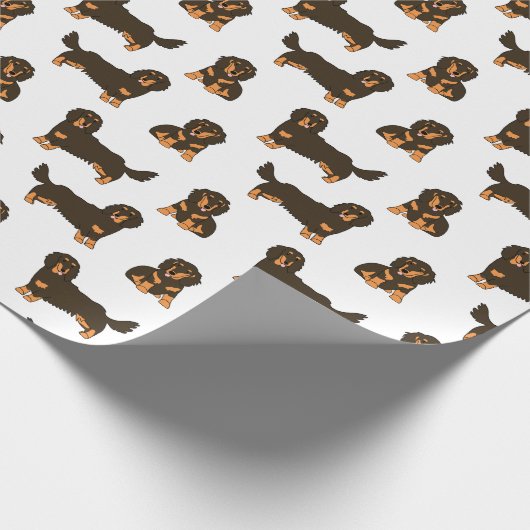 Langhaarige Dackel Geschenkpapier (Ecke)