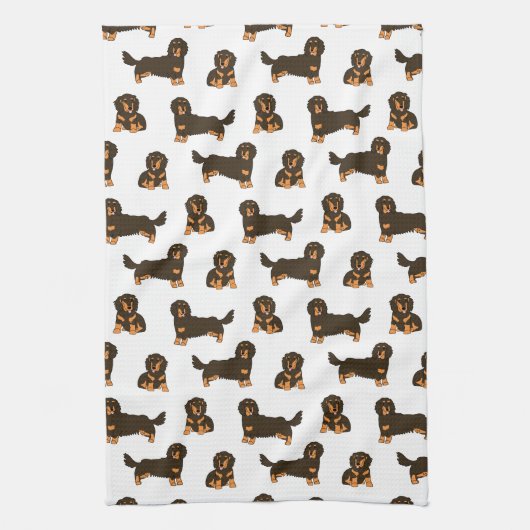 Langhaarige Dackel Geschirrtuch (Vertikal)