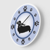 Langhaarige Dackel Große Wanduhr (Winkel)