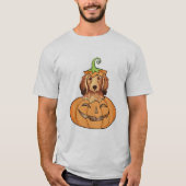 Langhaarige Dackel Halloweens T-Shirt (Vorderseite)