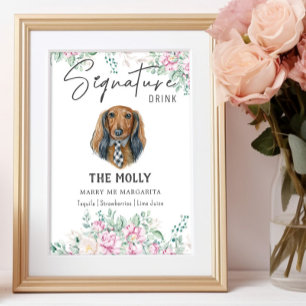 Langhaarige Dackel Hochzeitsignatur Trinkzeichen Poster