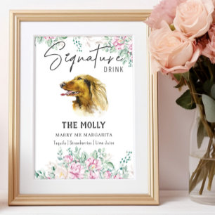 Langhaarige Dackel Hochzeitsignatur Trinkzeichen Poster