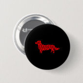 Langhaarige Dackel Hund Niedliche Silhouette Herz  Button (Vorne & Hinten)