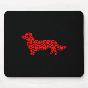 Langhaarige Dackel Hund Niedliche Silhouette Herz  Mousepad