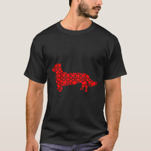 Langhaarige Dackel Hund Niedliche Silhouette Herz T-Shirt