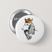 Langhaarige Dackel Hund Tragen Kronen Button (Vorne & Hinten)