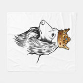 Langhaarige Dackel Hund Tragen Kronen Fleecedecke (Vorderseite (Horizontal))