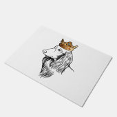 Langhaarige Dackel Hund Tragen Kronen Fußmatte (Schrägansicht)