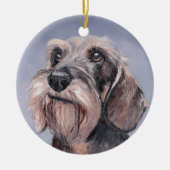 Langhaarige Dackel Hunde Kunst, Dichtung und Musik Keramik Ornament (Vorne)